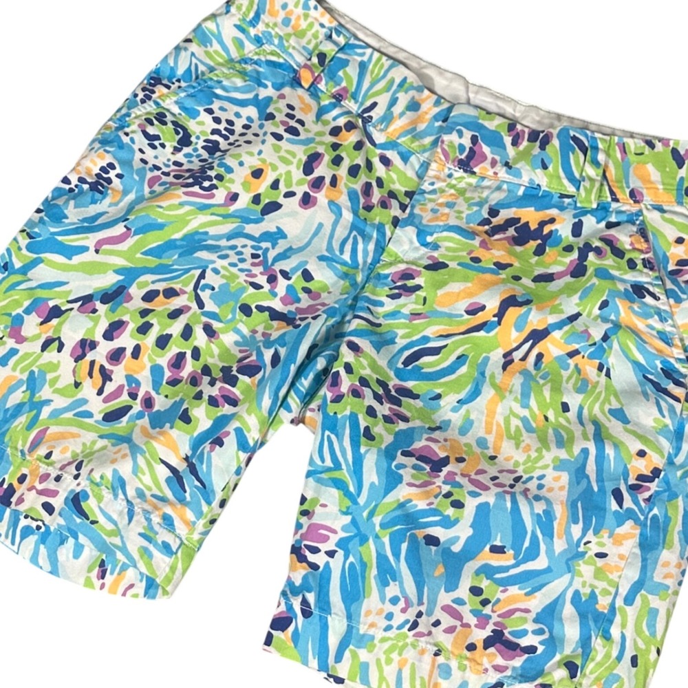 Lilly Pulitzer Chipper Shorts Women 6 Blue Sea Soiree Abstract Print Style 70121